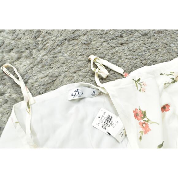 NEW Hollister White Floral V Neck Wrap Dress M Sleeveless Knee-Length - Picture 4 of 7